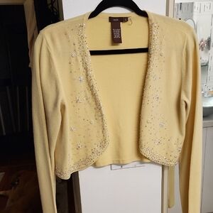 Eddie Bauer Women's Embellished Cream Shrug